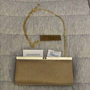 La Regale Metallic Gold Mesh Clutch